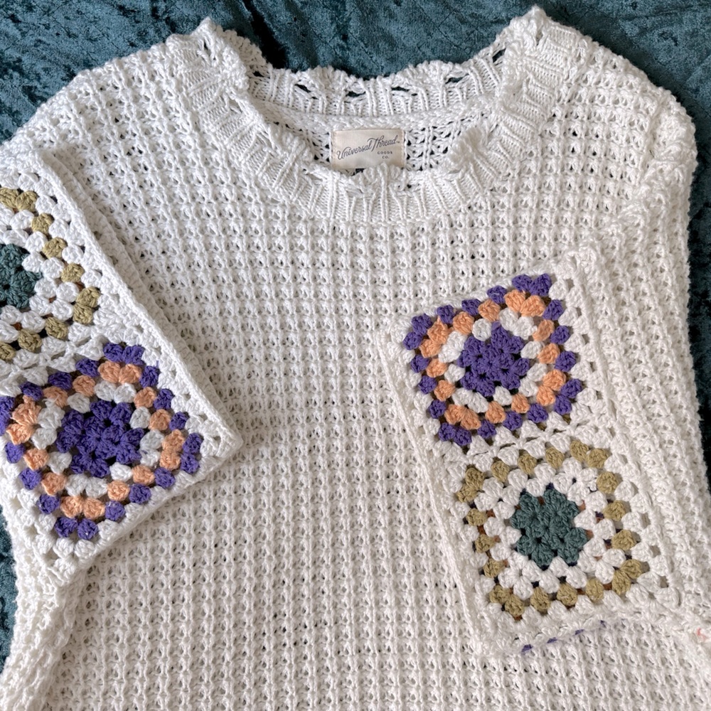 Size 3X Short Sleeve Crochet Sweater - Universal Thread